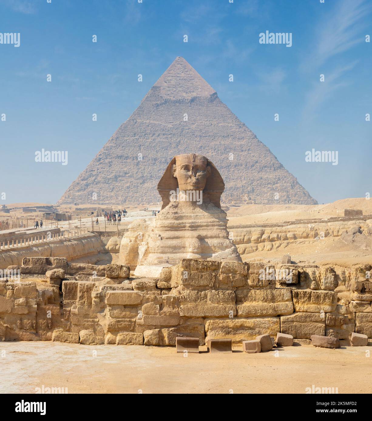 Egyptian Great Sphinx full body portrait with head, feet with all