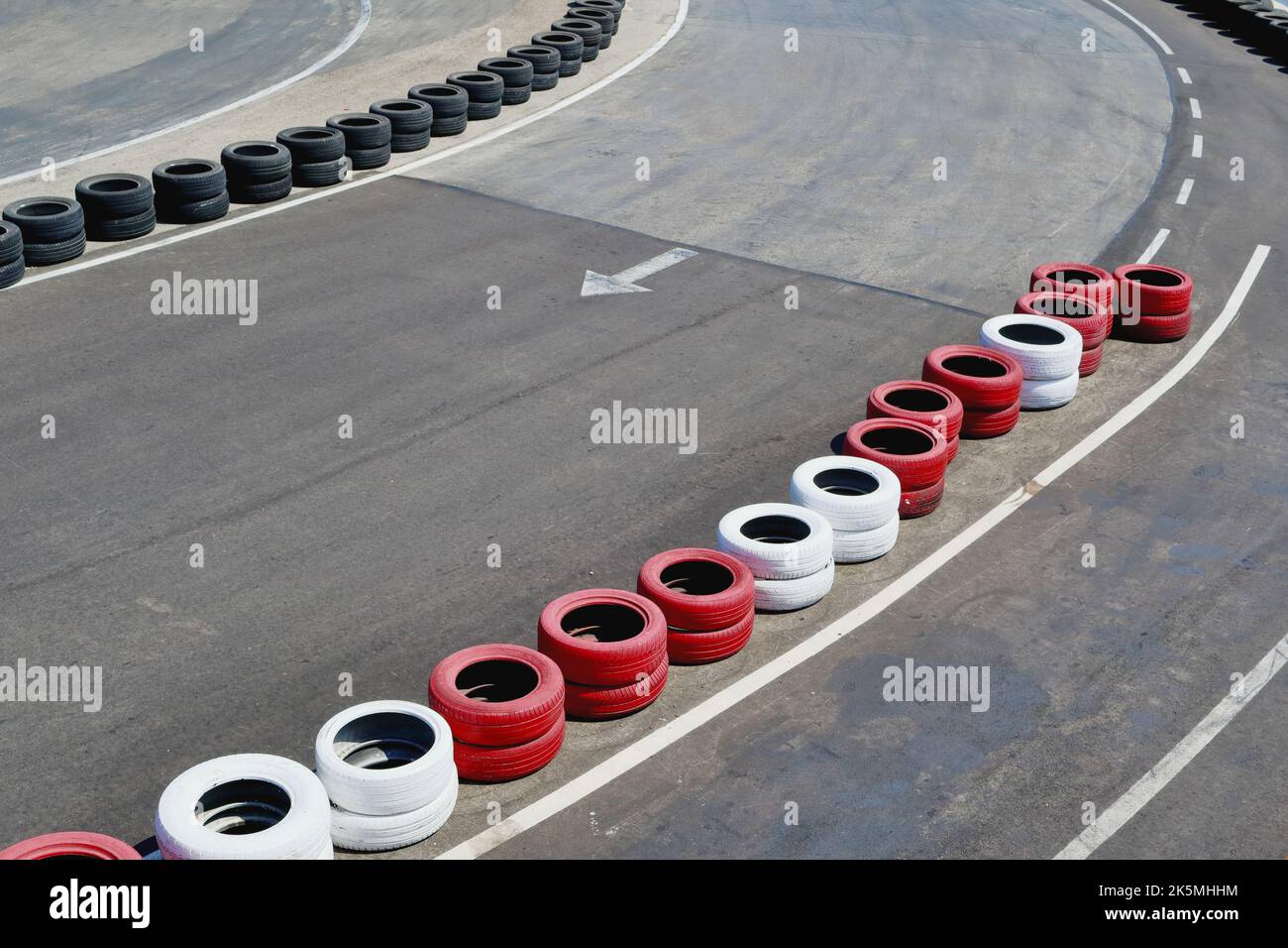 Race Track Closed Off With Tires Stock Photo - Alamy