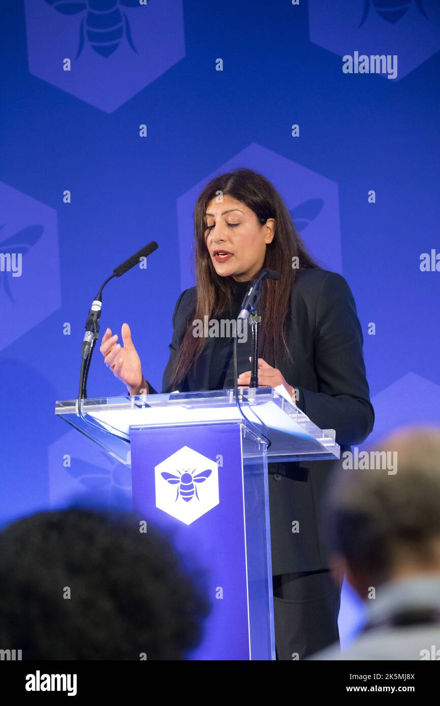 The Co-operative Party Conference 2022, Queens Hotel, Leeds, Yorkshire, England, UK. 9th Oct, 2022. Preet Kaur Gill MP, Chair of the Co-operative Party Parliamentary Group and Shadow Cabinet Minister for International Development speaking at the Co-operative Party Annual Conference. Credit: Alan Beastall/Alamy Live News Stock Photo