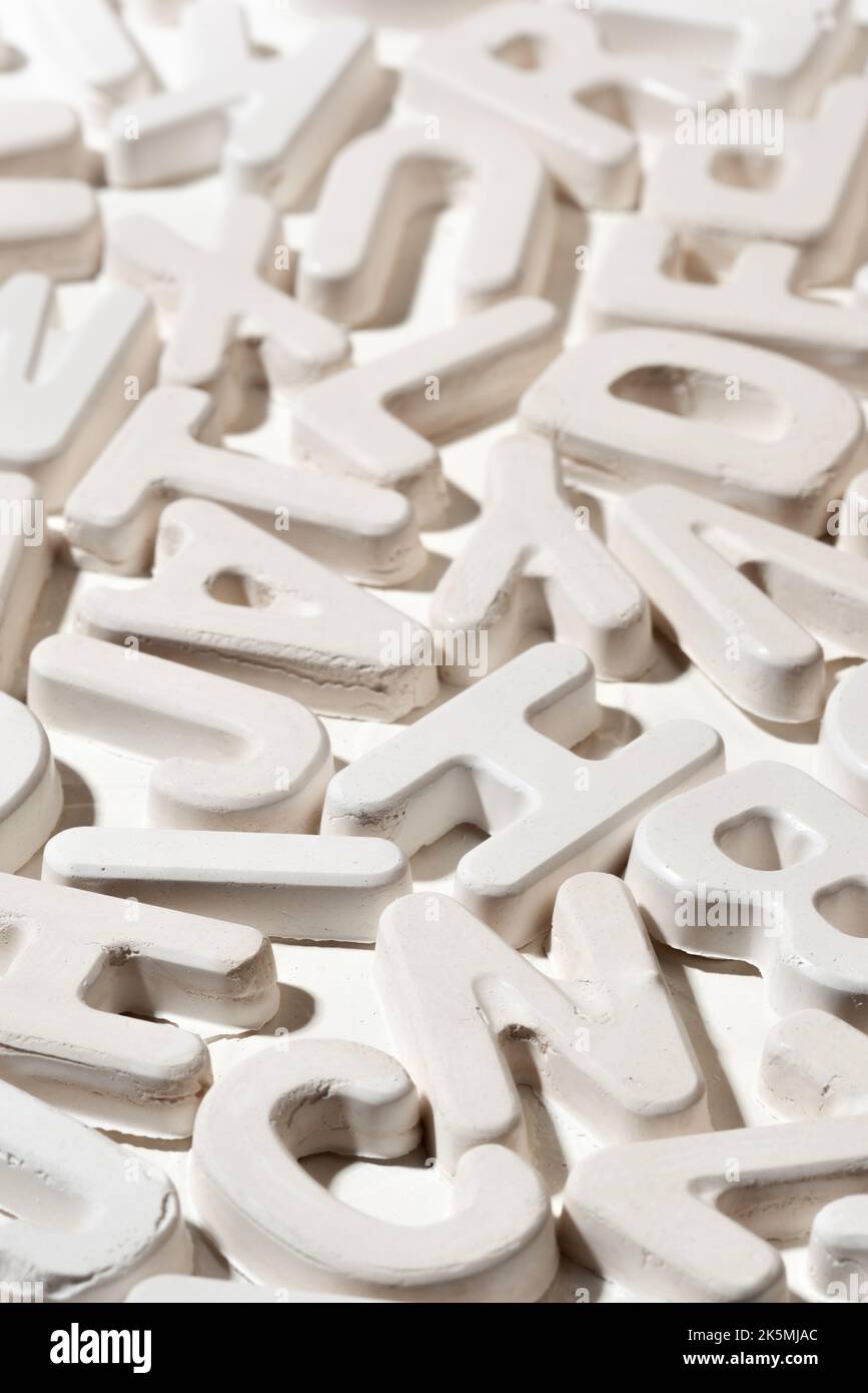 White english letters close up Stock Photo