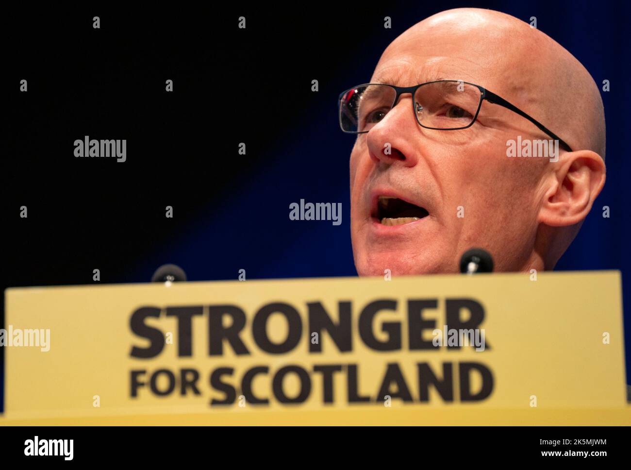 Aberdeen, Scotland, UK. 9th October 2022.  Deputy First Minister John Swinney gives speech to the delegates.  Iain Masterton/Alamy Live News Stock Photo