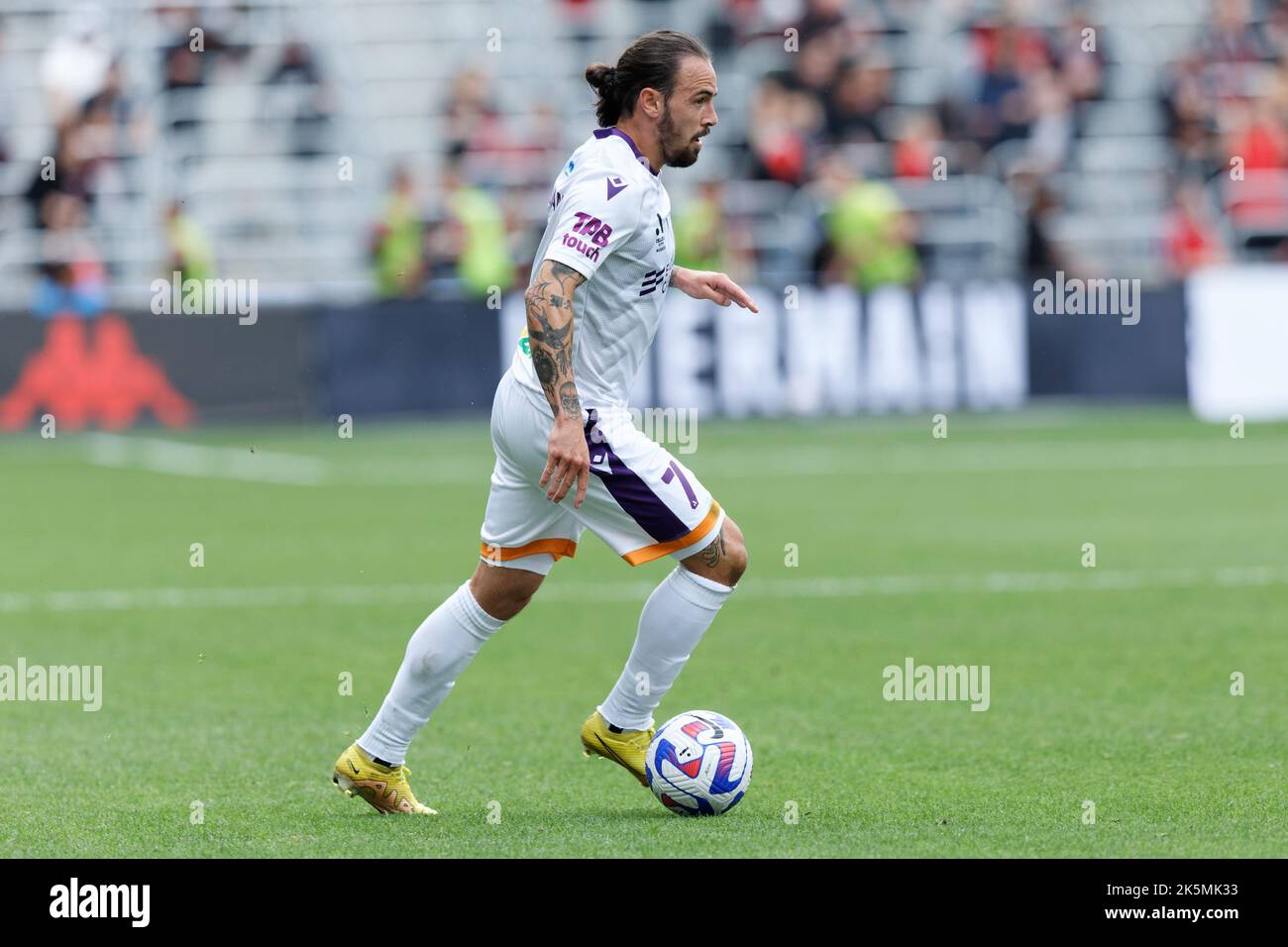 SYDNEY, AUSTRALIA OCTOBER 9 Ryan Williams of Perth Glory controls