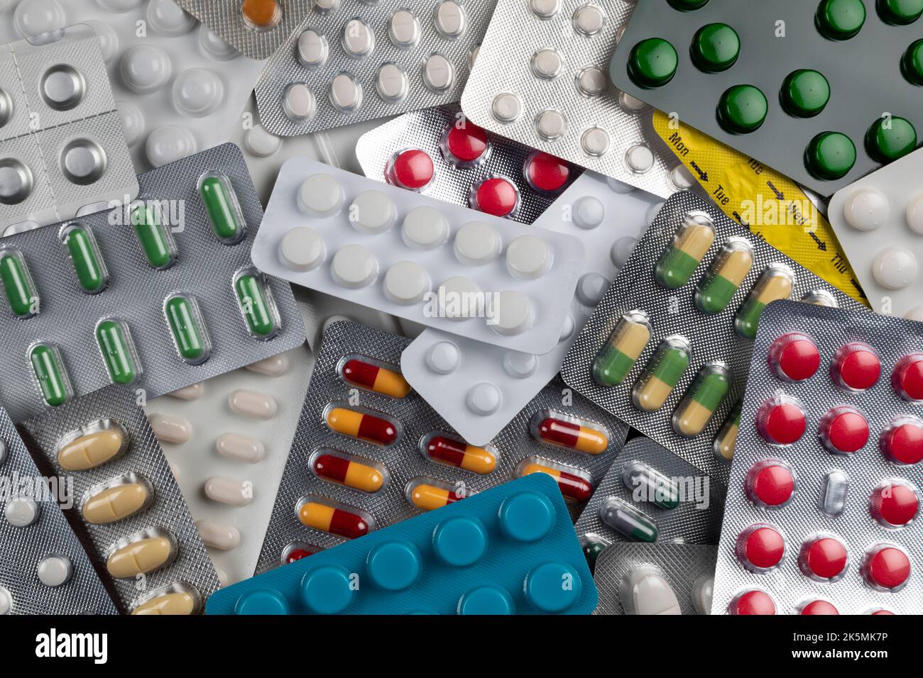 Prescription drugs in blister packs. Stock Photo