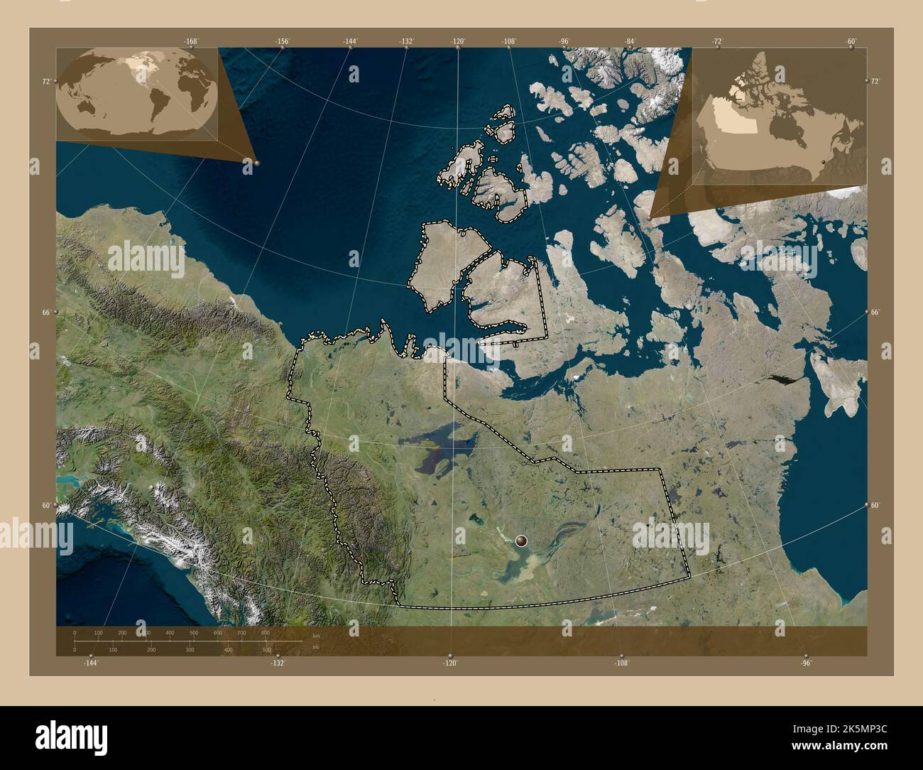 Northwest Territories, territory of Canada. Low resolution satellite