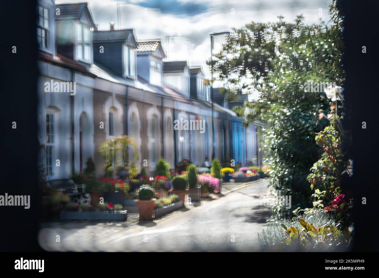 The painted fishermens cottages on Simpson Street in Cullercoats, North