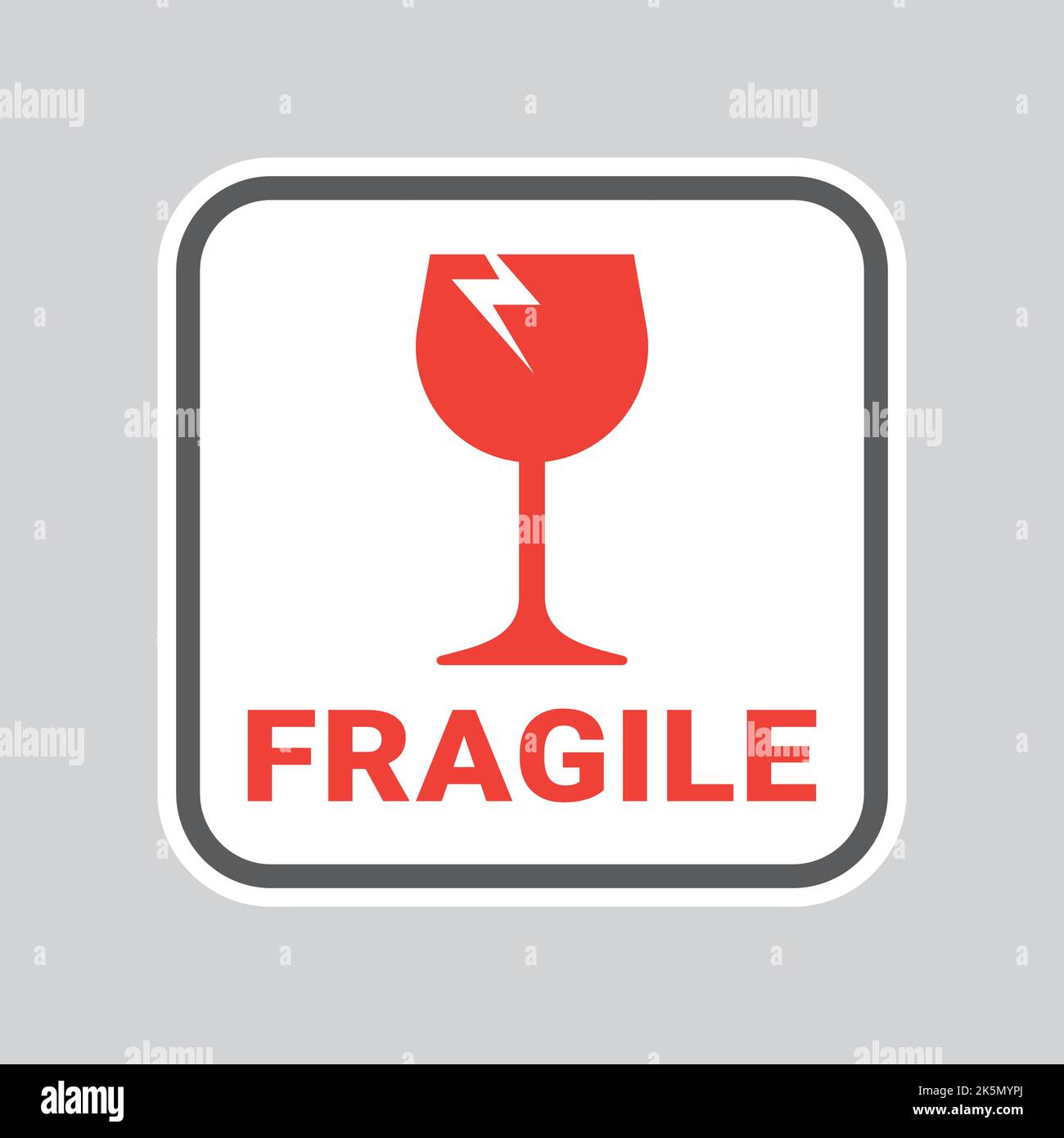 Fragile parcel vector label. Delivery and shipping packaging sign sticker. Stock Vector