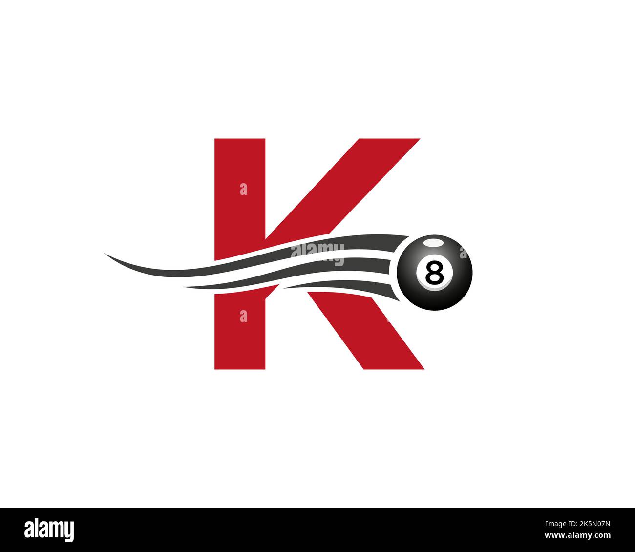 Letter K Billiards or Pool Game Logo Design For Billiard Room or 8 Ball