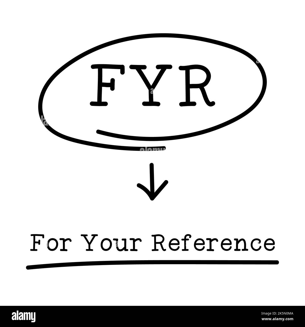 Letter of abbreviation FYR in circle and word For Your Reference on