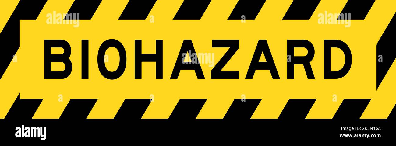 Yellow and black color with line striped label banner with word
