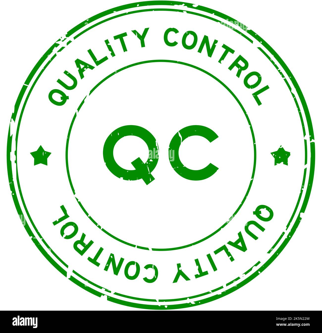 Grunge Green Qc Quality Control Word Round Rubber Seal Stamp On White Background Stock Vector