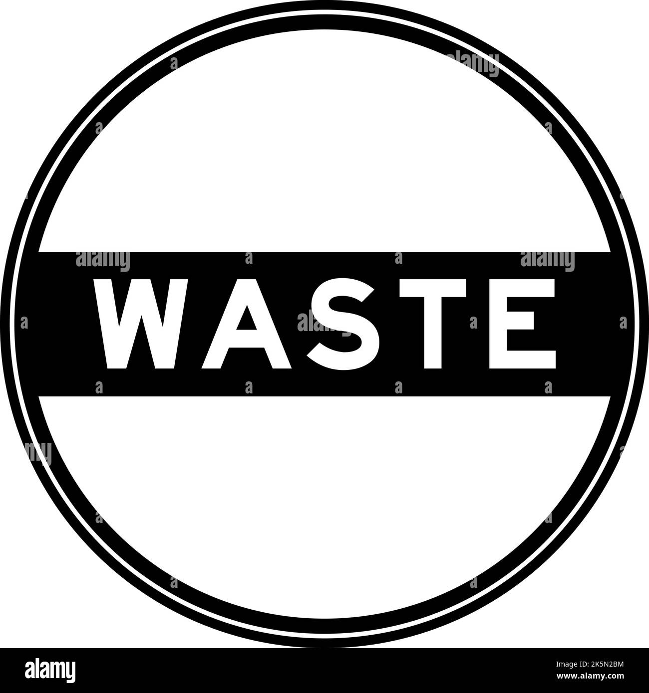 Black color round seal sticker in word waste on white background Stock Vector