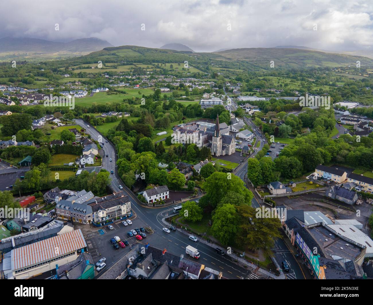 Ireland, County Kerry, Kenmare - 05 13 2022 - Kenmare, Ireland, areal view, daylight. Stock Photo