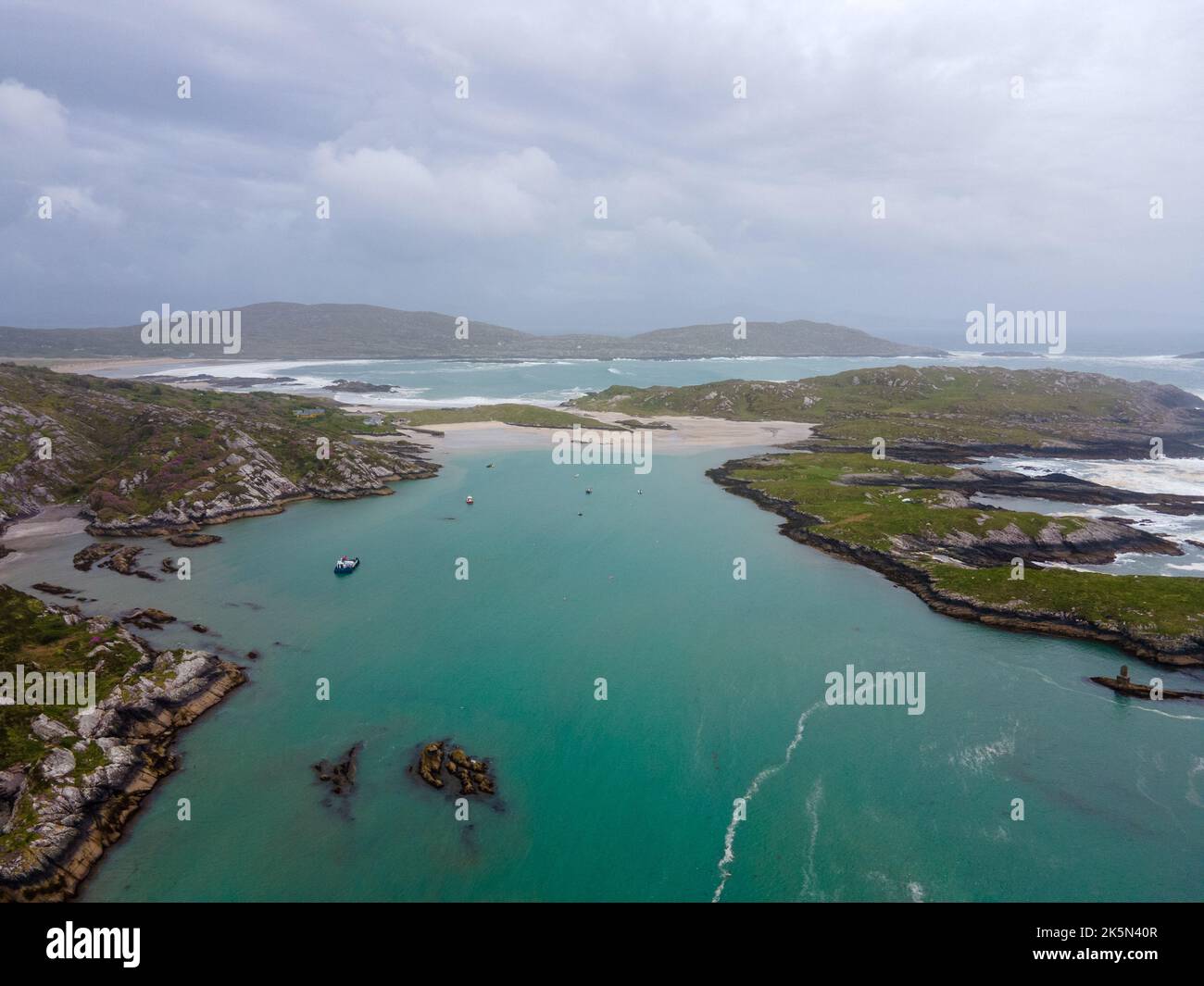 Ireland, County Kerry, Derrynane blue flag beach located over the Ring of Kerry, Wild Atlantic