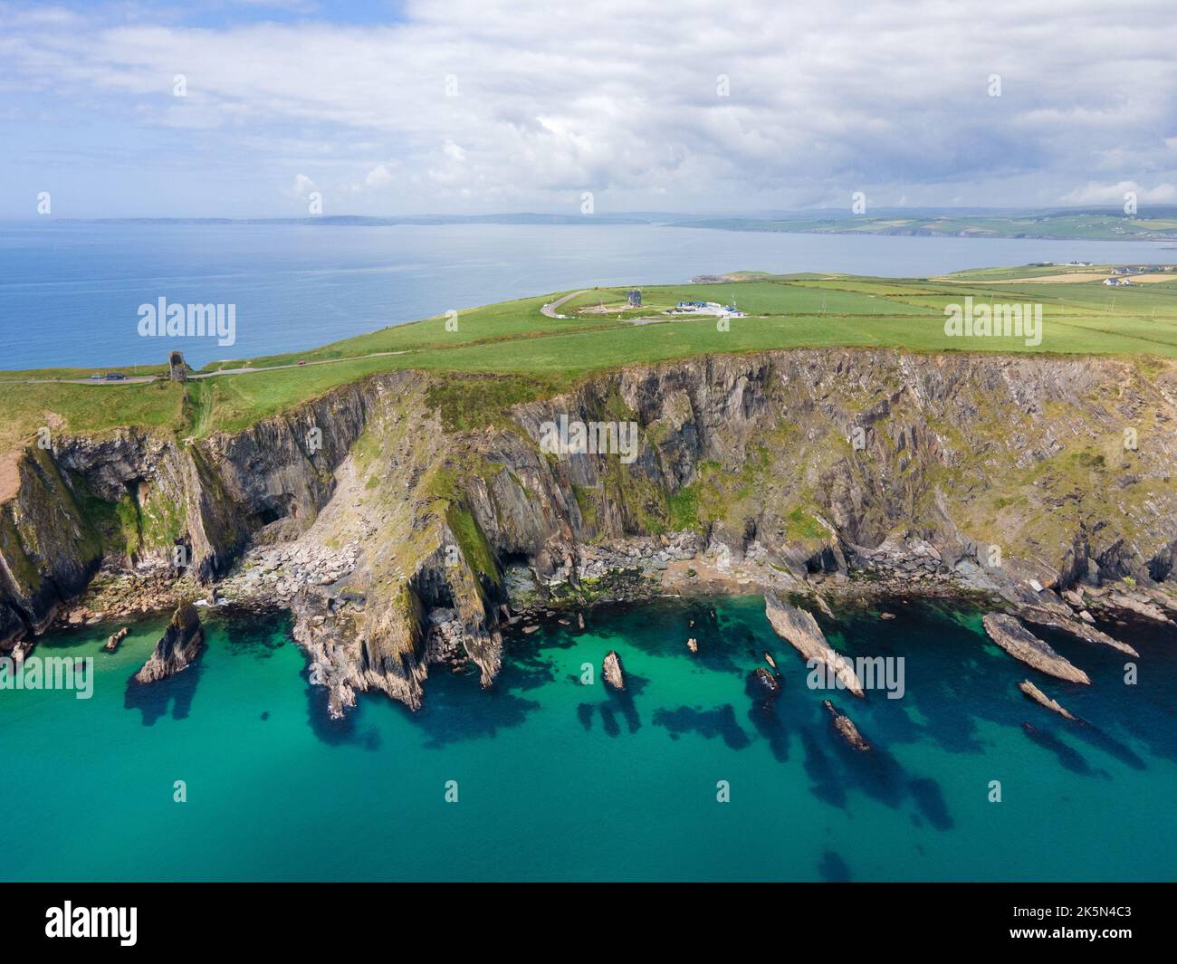 Ireland, Kinsale. The Old Head Of Kinsale areal shot, daylight. At 18