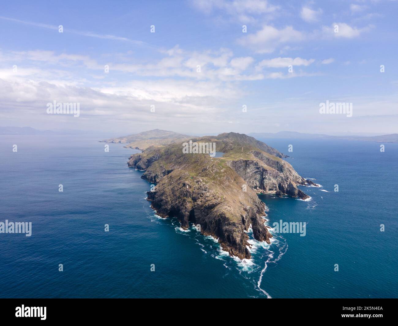 Ireland, West Cork, Sheep's Head Lighthouse, drone shot. Day light