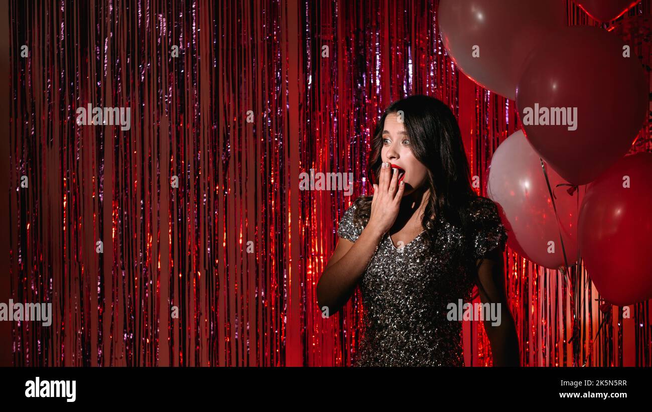 holiday surprise amazed woman unexpected Stock Photo - Alamy