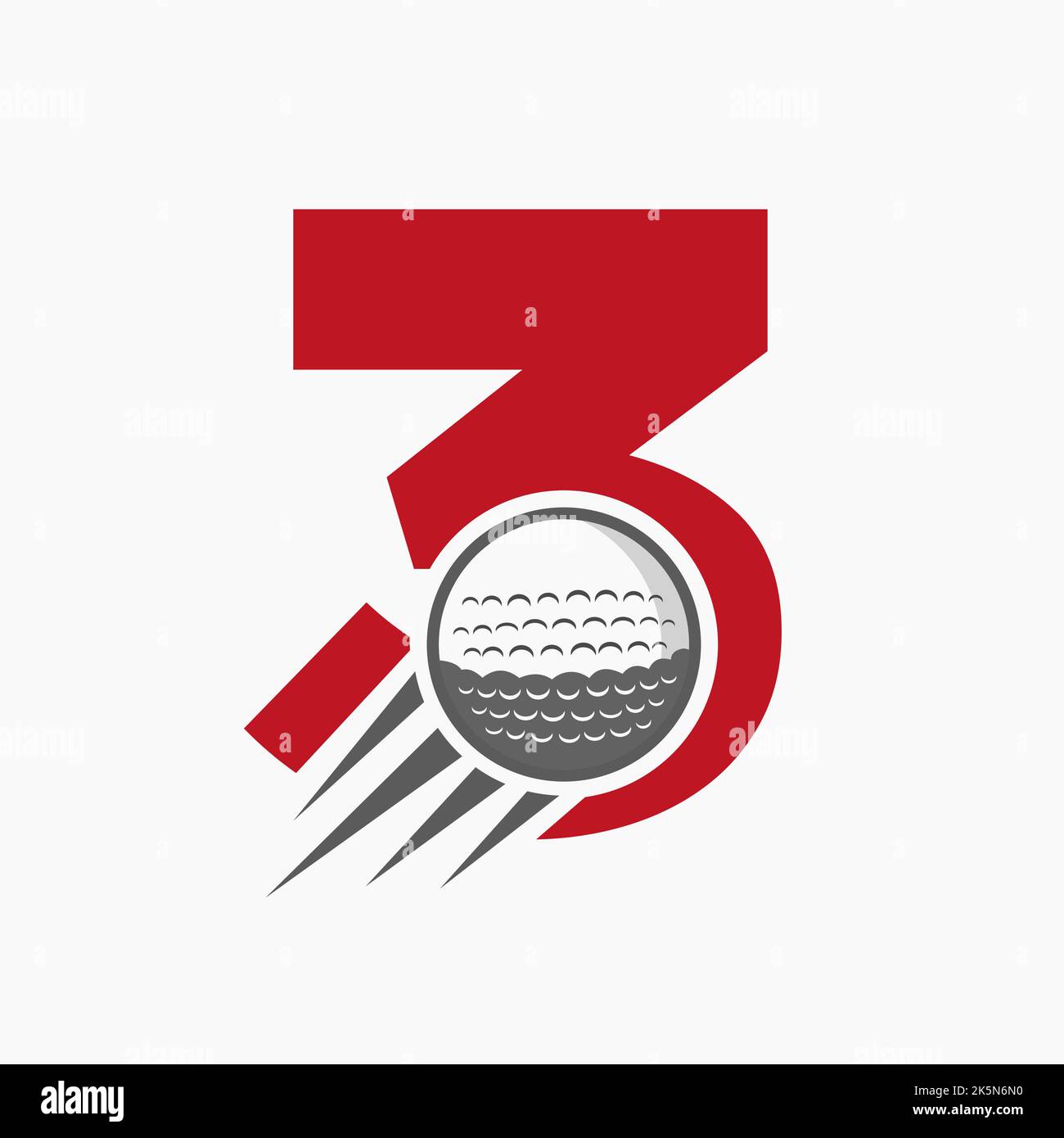 Letter 3 Golf Logo Concept With Moving Golf Ball Icon. Hockey Sports Logotype Symbol Vector Template Stock Vector