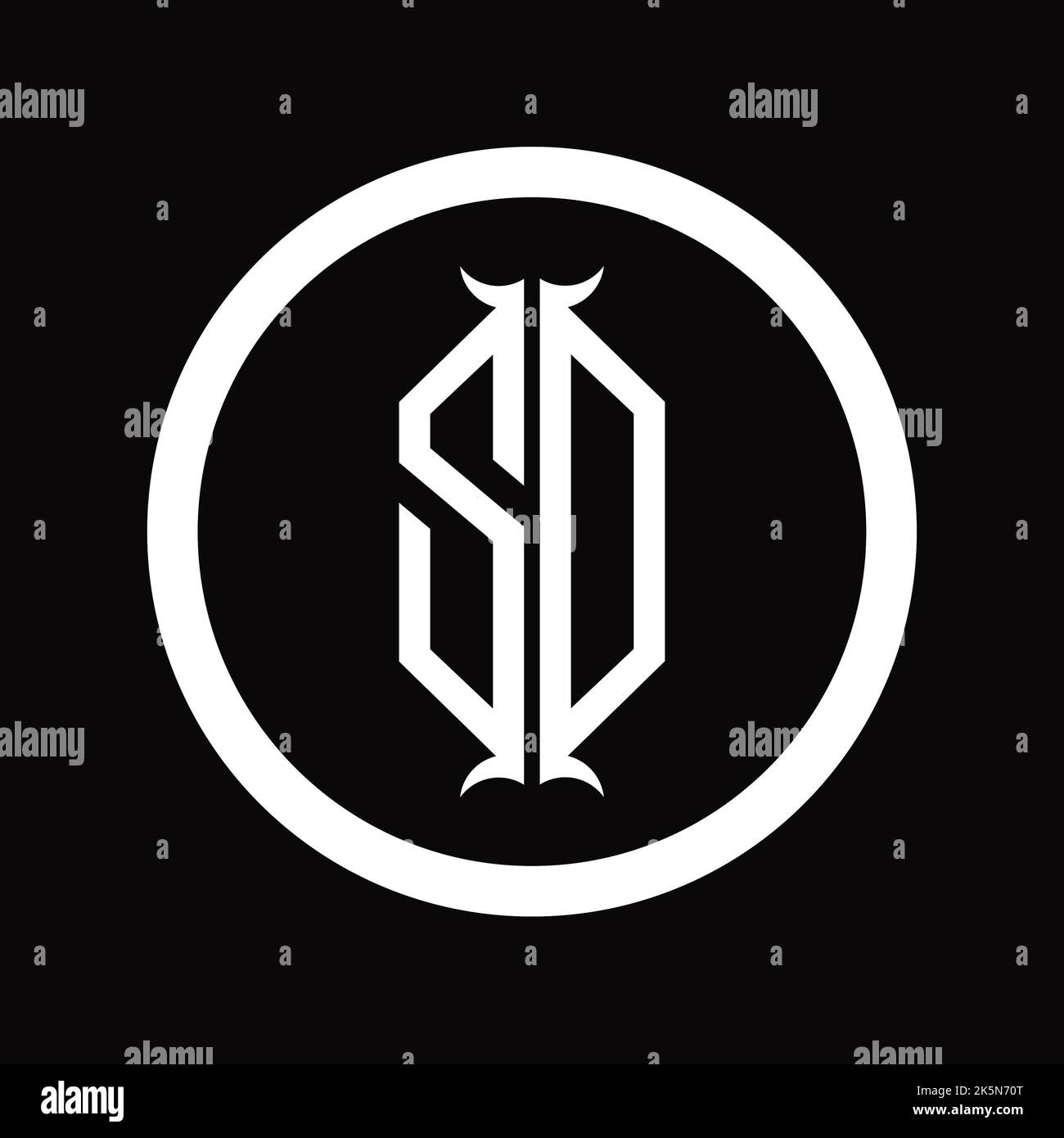 DS Logo monogram letter with hexagon horn shape design template Stock ...