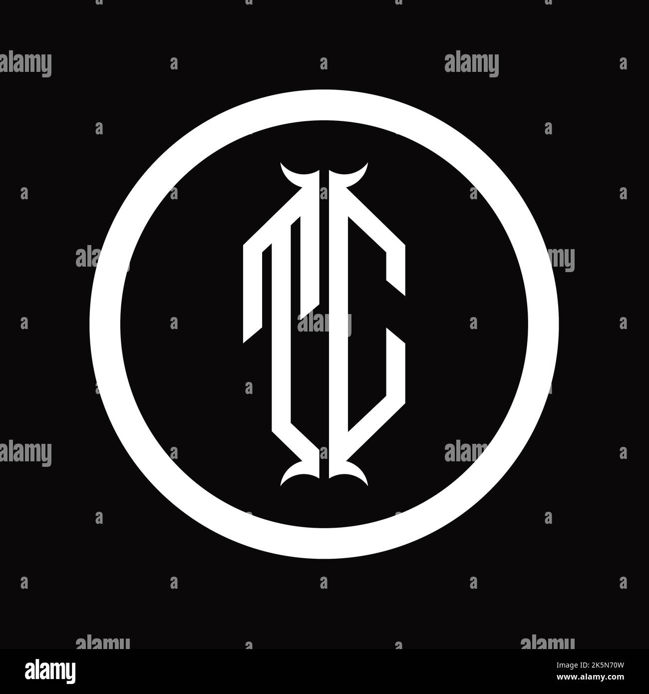 CT Logo monogram letter with hexagon horn shape design template Stock ...
