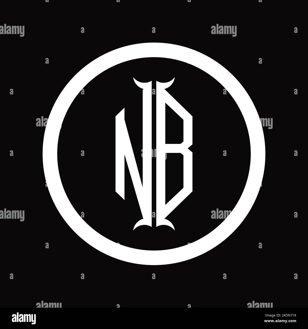 BN Logo monogram letter with hexagon horn shape design template Stock ...