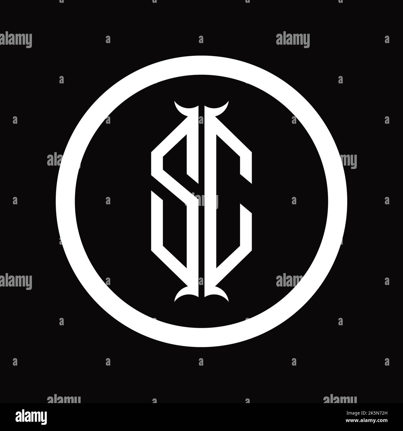 CS Logo monogram letter with hexagon horn shape design template Stock ...