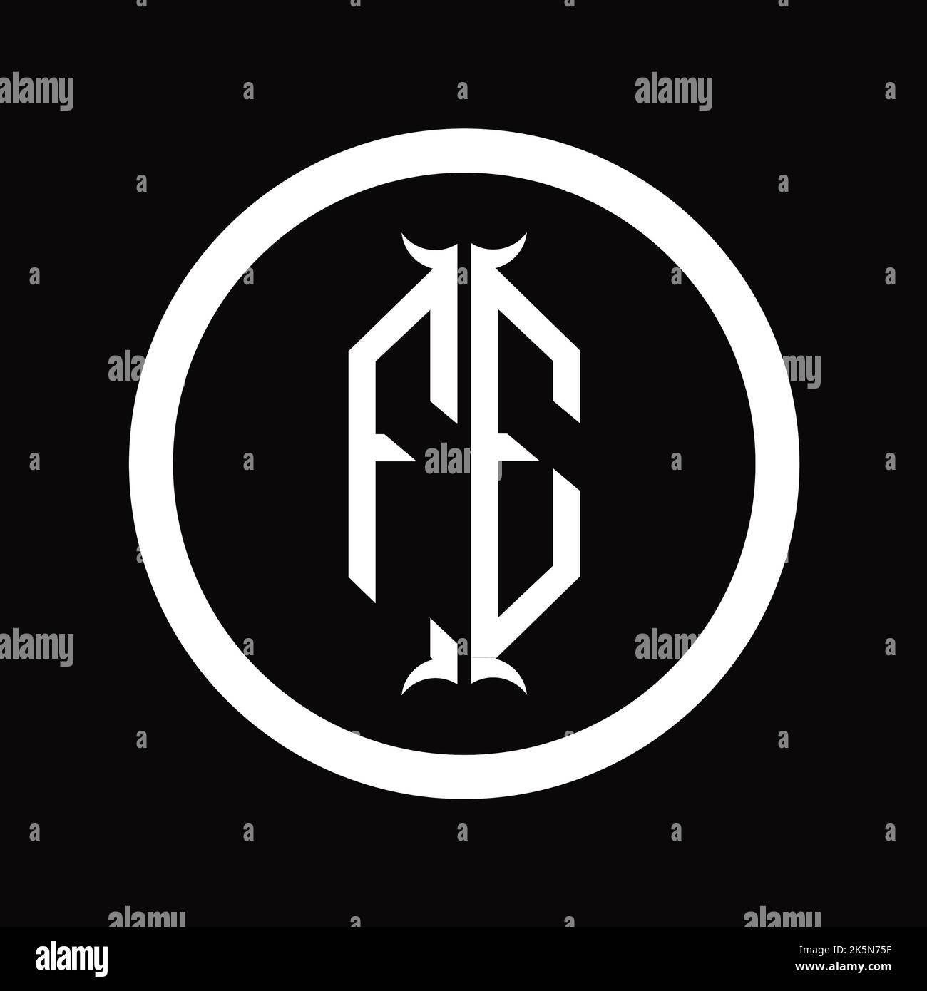 EF Logo monogram letter with hexagon horn shape design template Stock ...