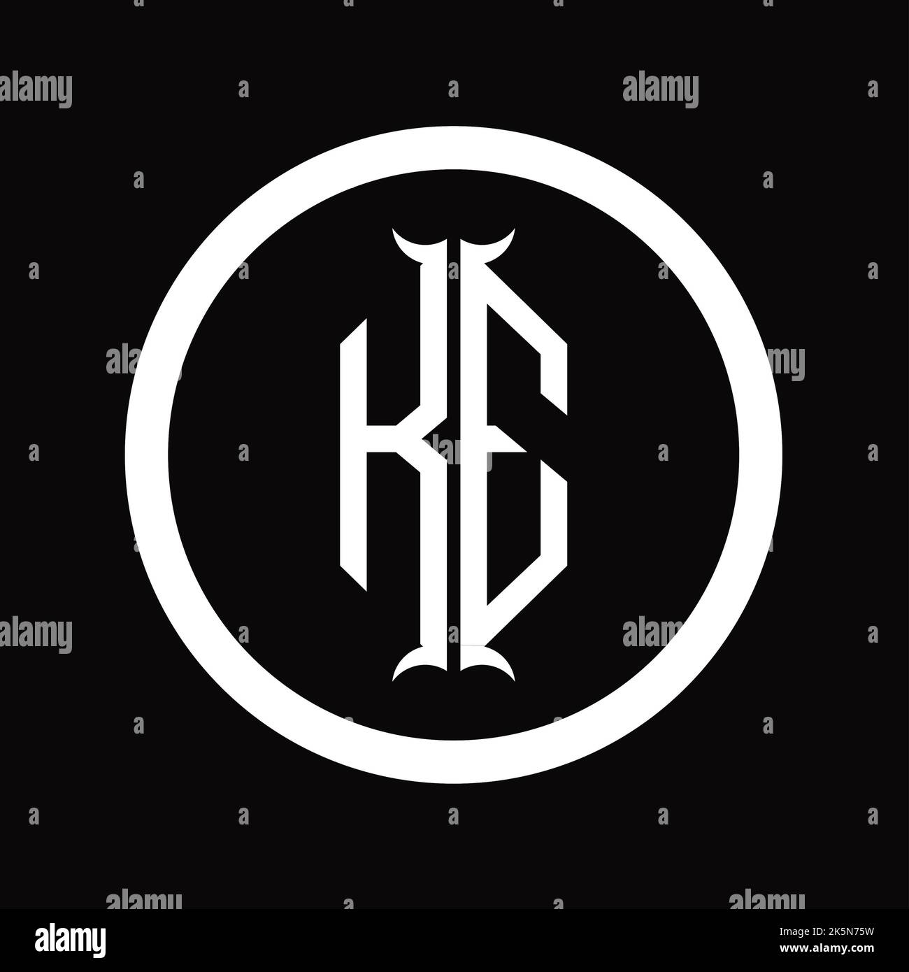EK Logo monogram letter with hexagon horn shape design template Stock ...