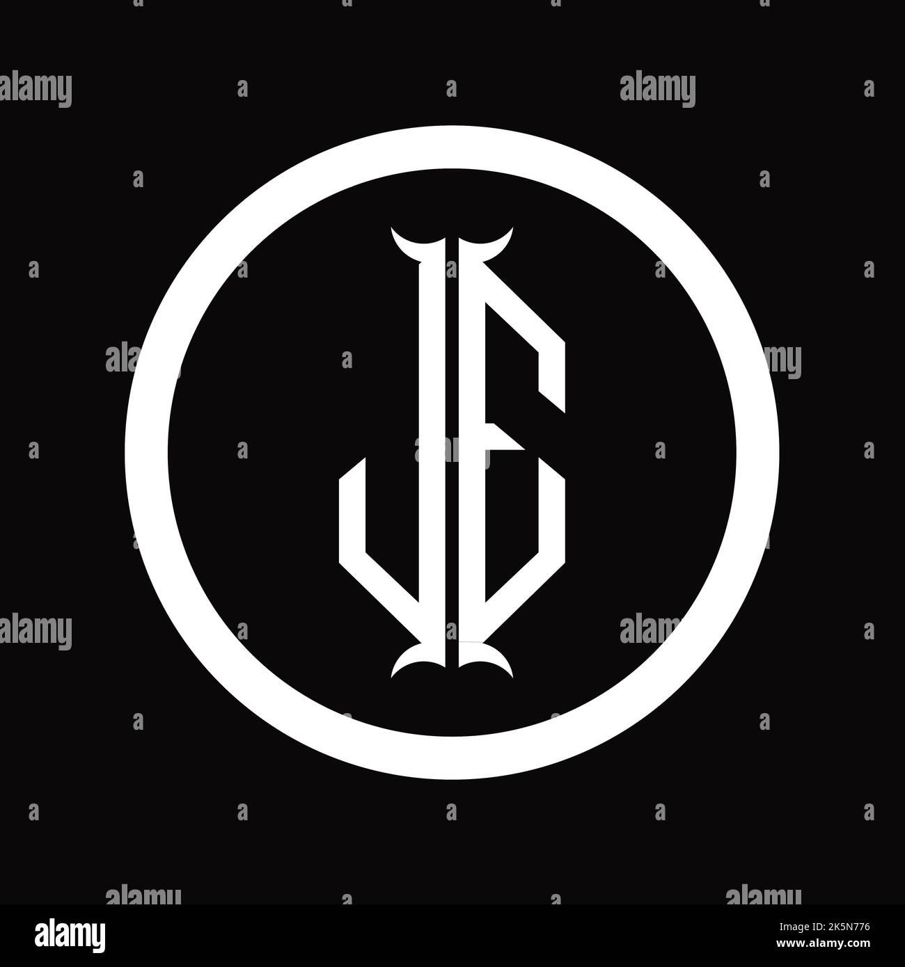 EJ Logo monogram letter with hexagon horn shape design template Stock ...