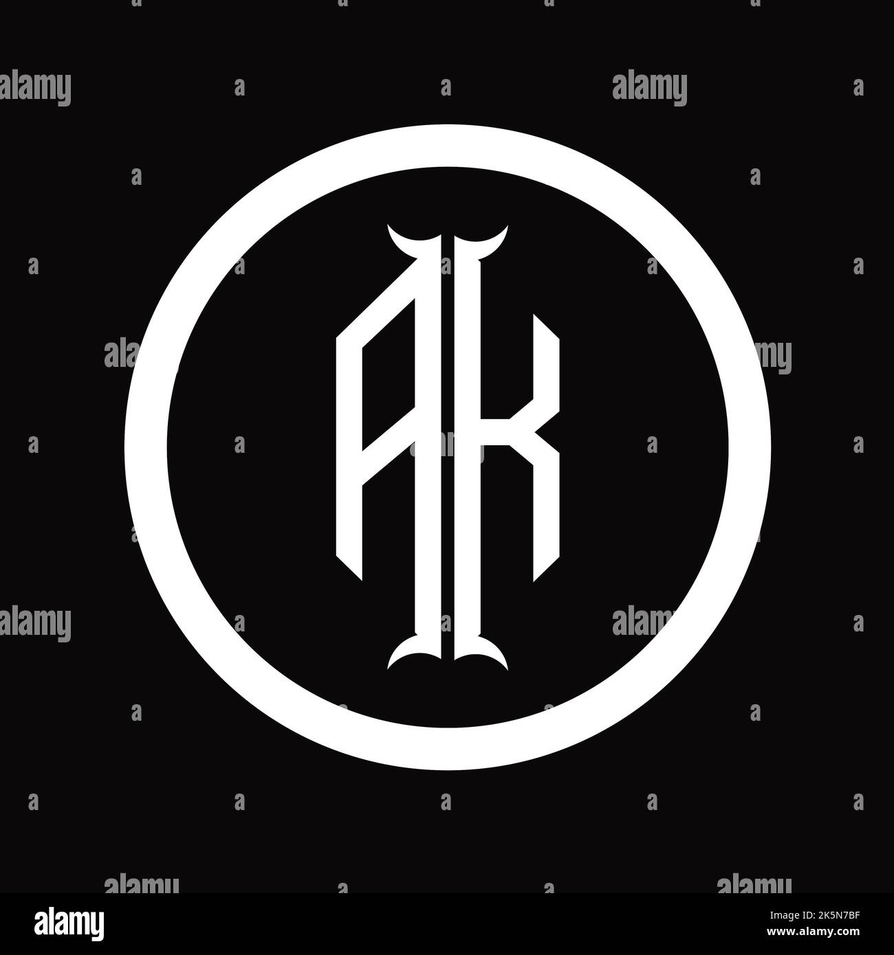 KA Logo monogram letter with hexagon horn shape design template Stock