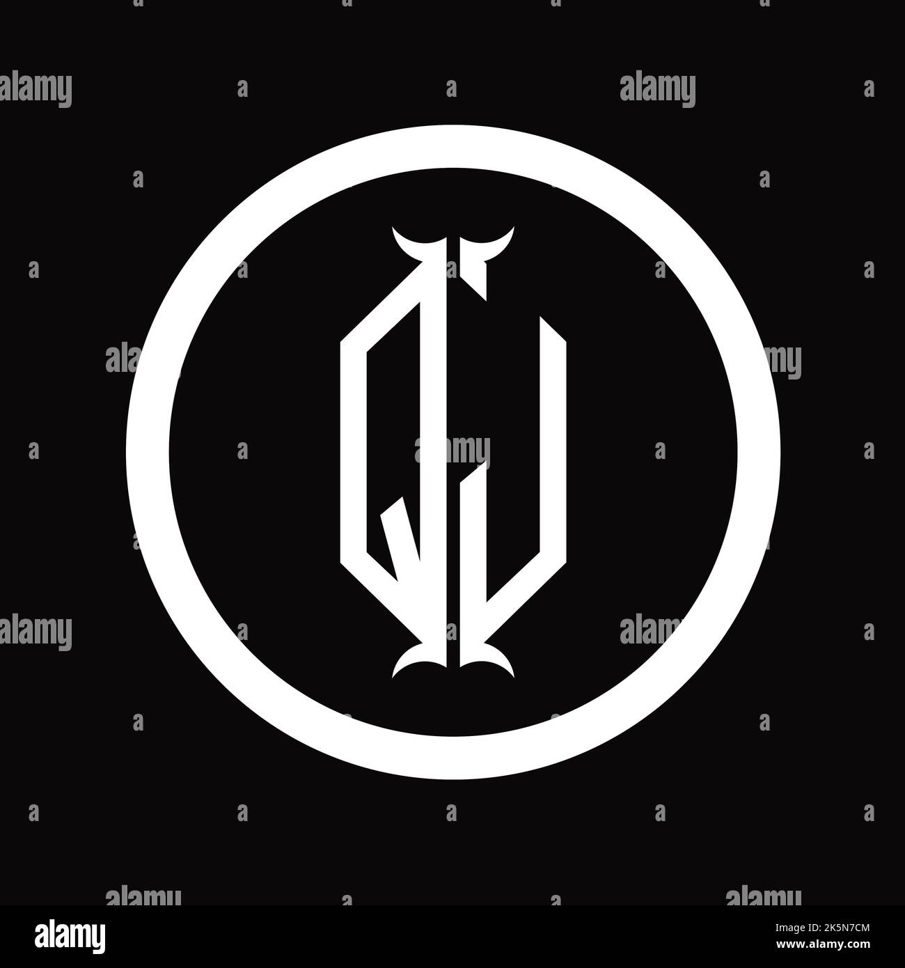 JQ Logo monogram letter with hexagon horn shape design template Stock ...