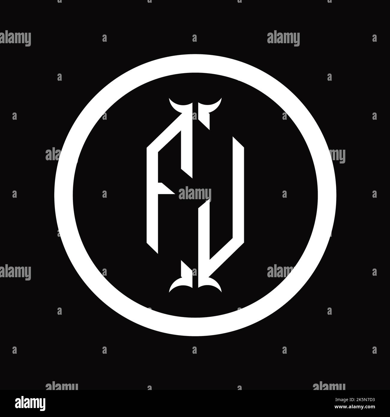 JF Logo monogram letter with hexagon horn shape design template Stock ...