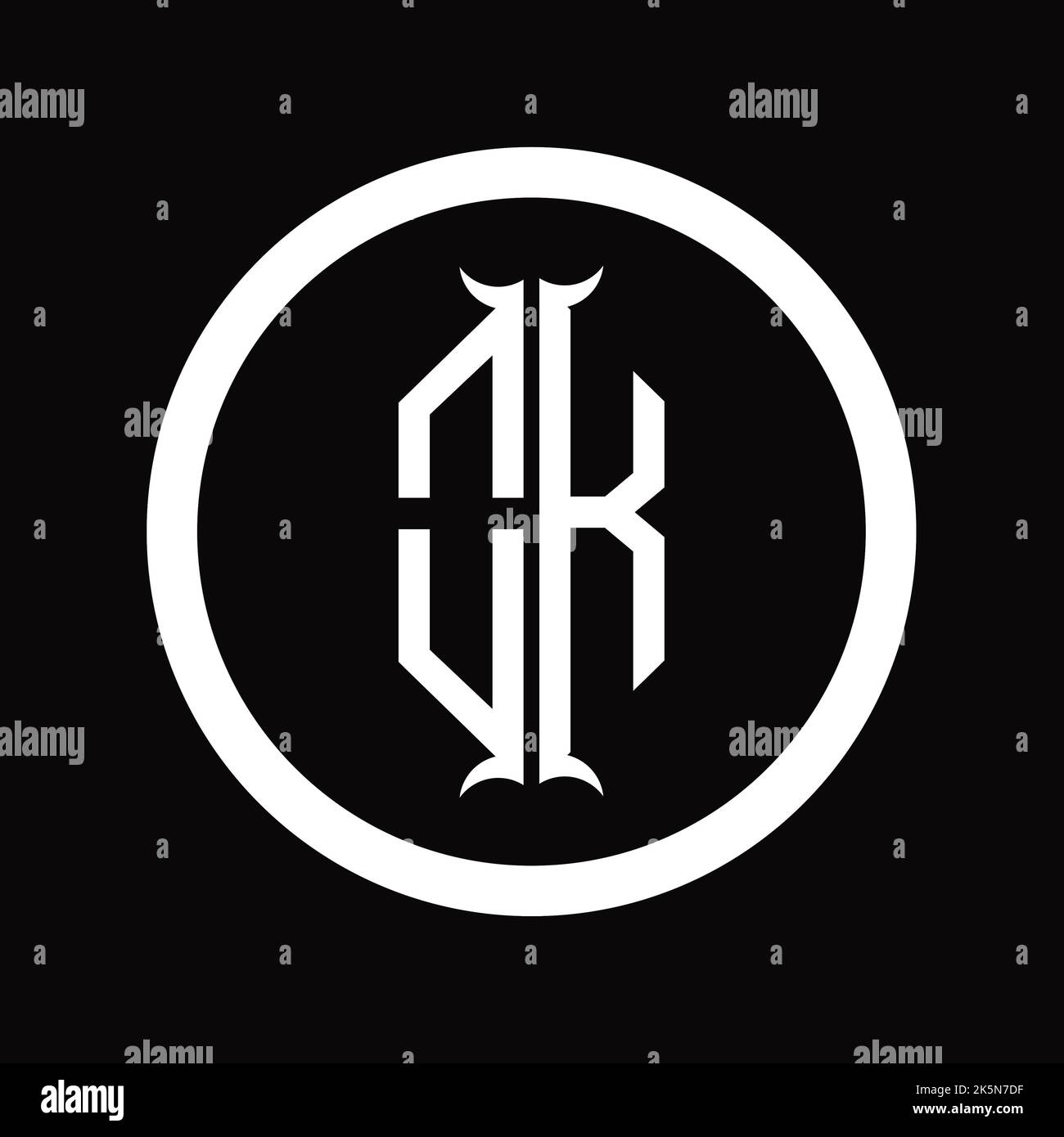 KO Logo monogram letter with hexagon horn shape design template Stock ...