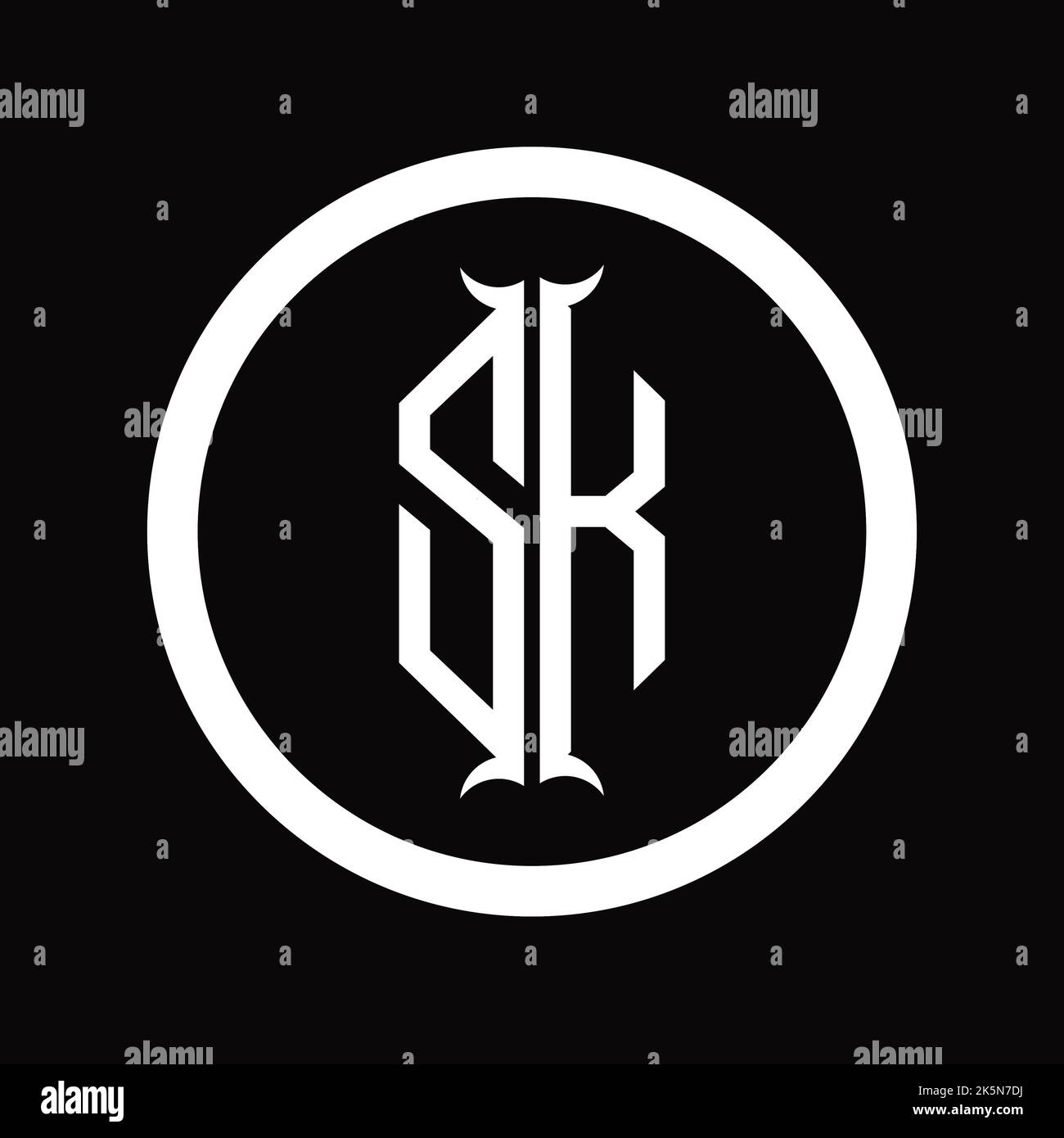 KS Logo monogram letter with hexagon horn shape design template Stock ...