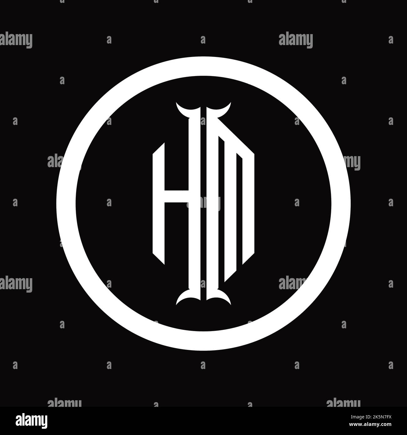 MH Logo monogram letter with hexagon horn shape design template Stock ...
