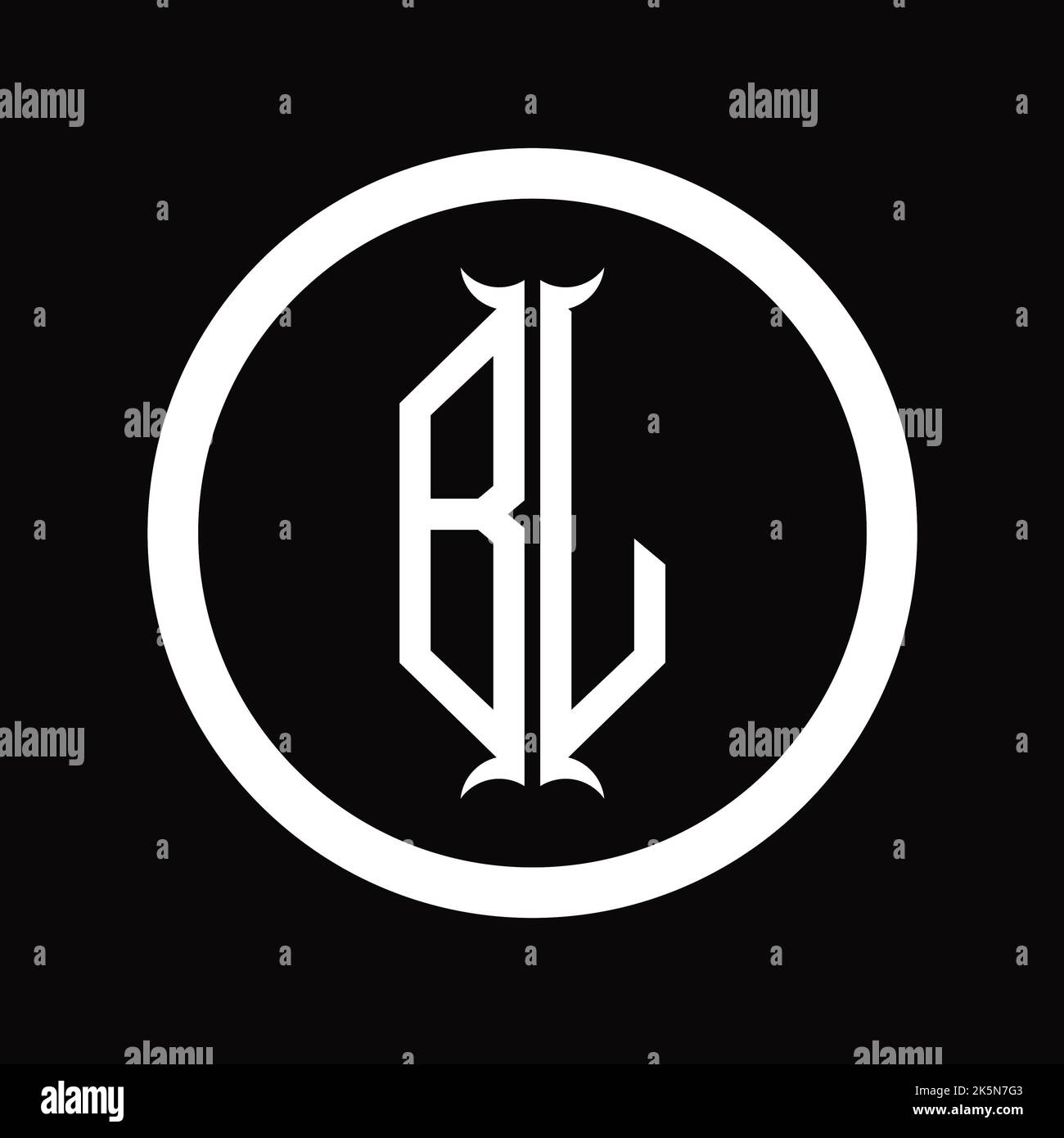 LB Logo monogram letter with hexagon horn shape design template Stock ...