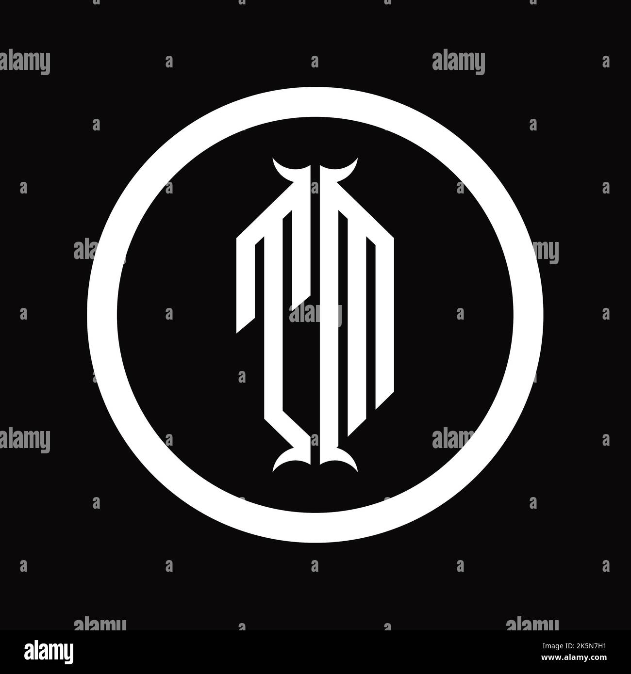 MT Logo monogram letter with hexagon horn shape design template Stock ...