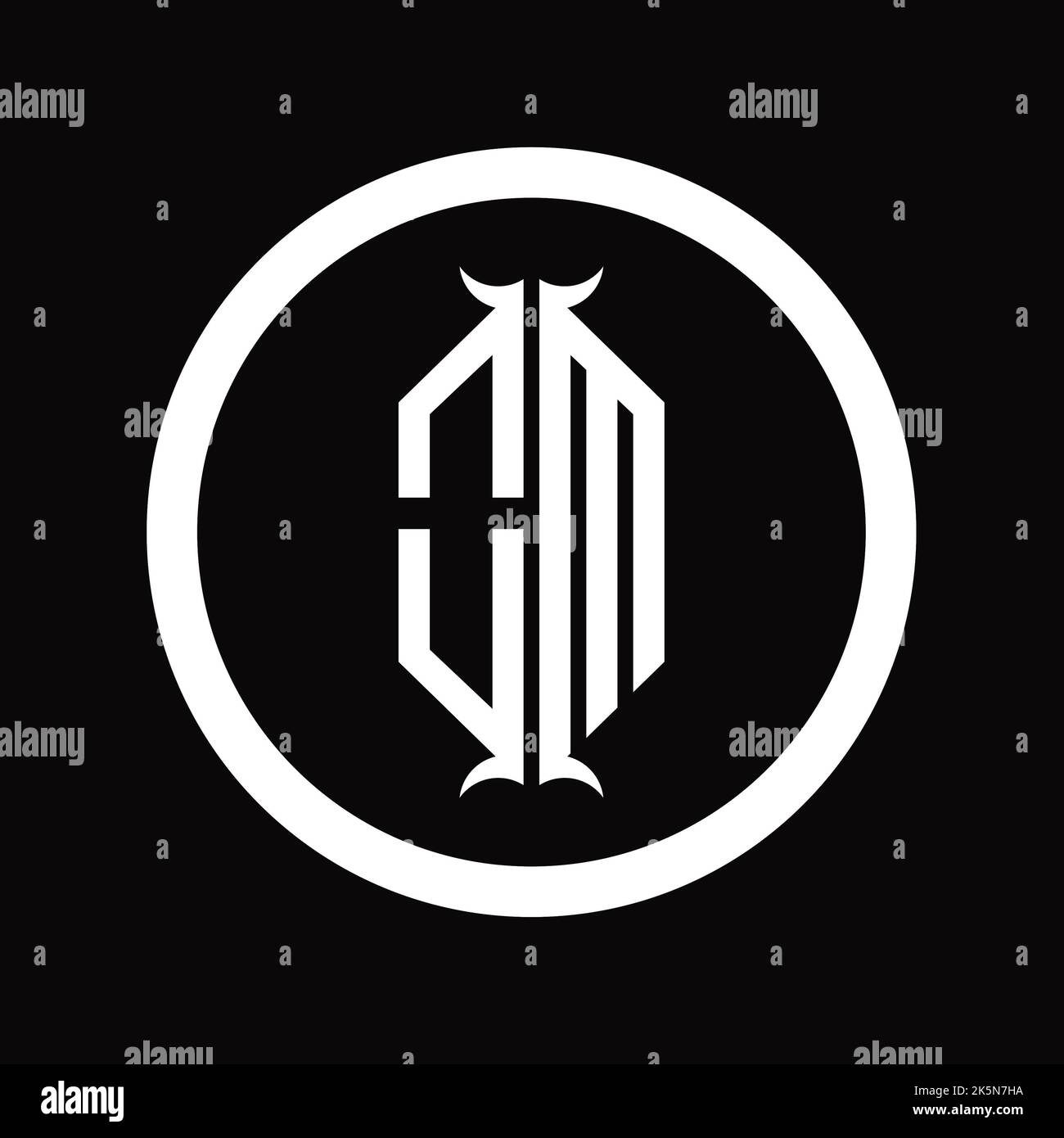 MO Logo monogram letter with hexagon horn shape design template Stock ...