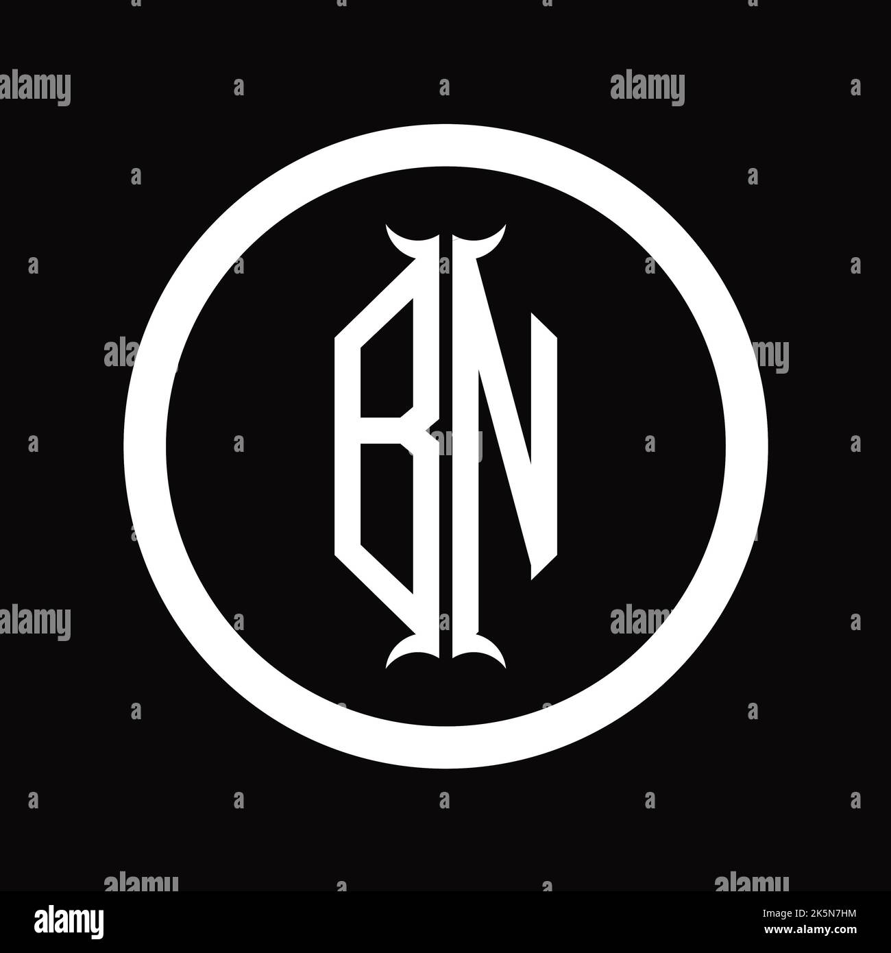 NB Logo monogram letter with hexagon horn shape design template Stock ...
