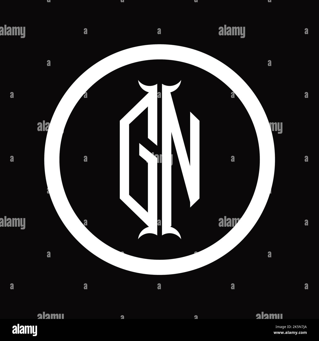 NG Logo monogram letter with hexagon horn shape design template Stock ...