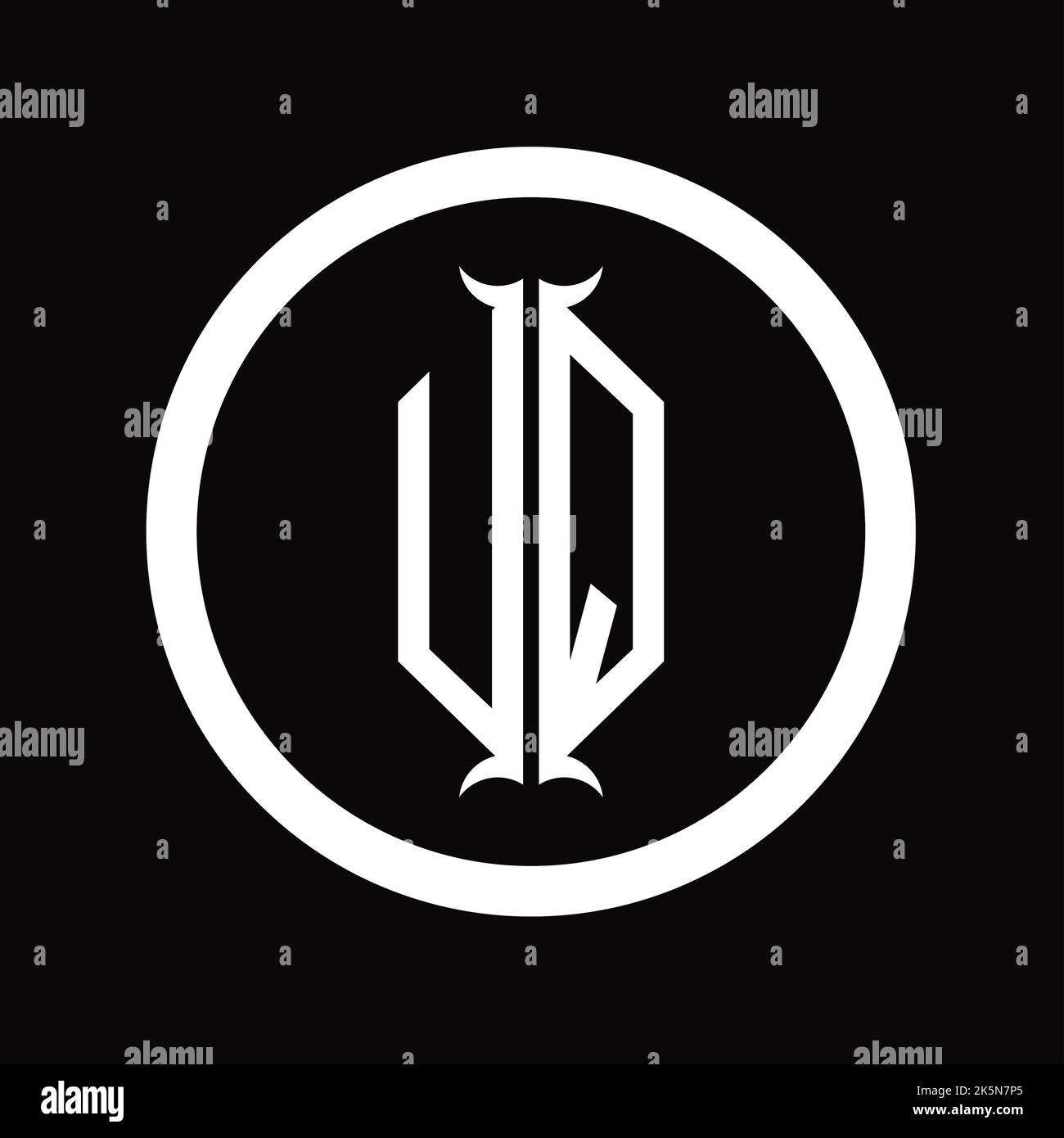 QU Logo monogram letter with hexagon horn shape design template Stock ...