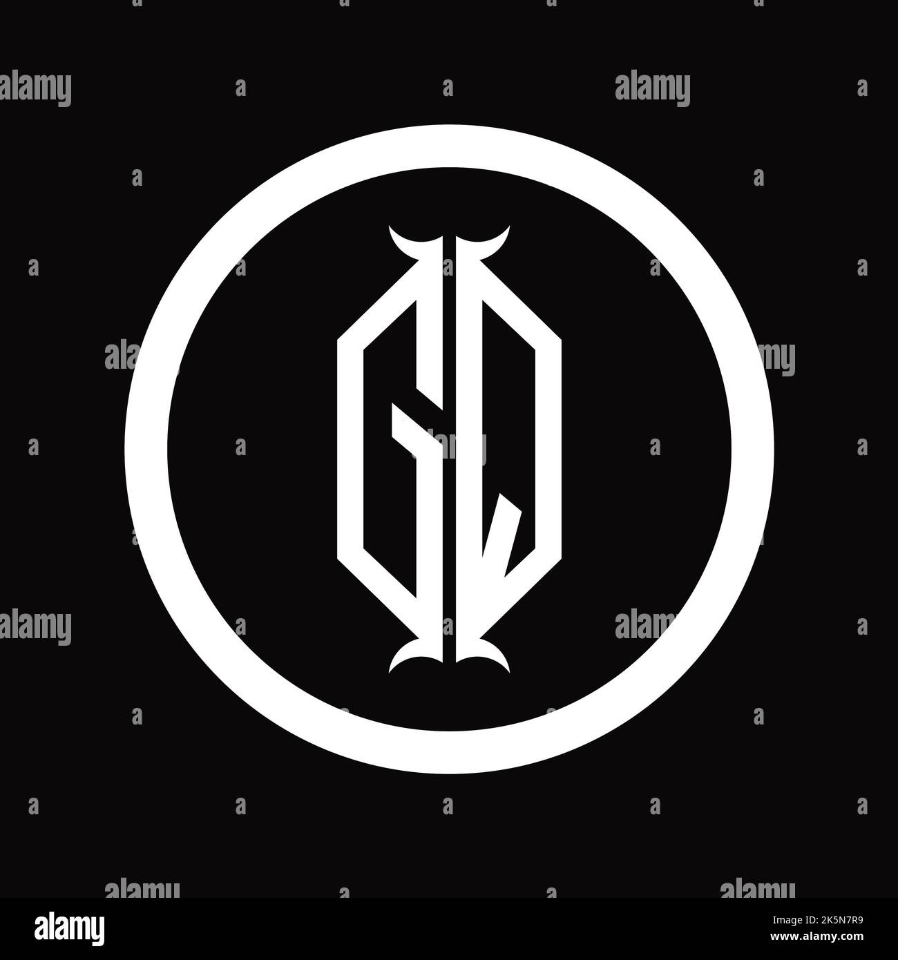 QG Logo monogram letter with hexagon horn shape design template Stock ...