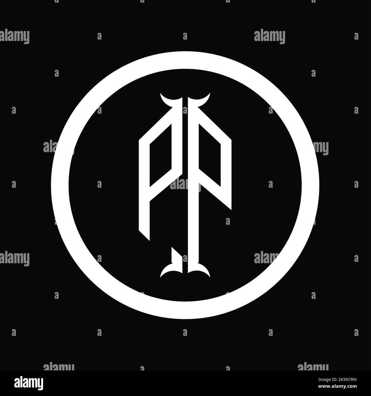 PP Logo monogram letter with hexagon horn shape design template Stock ...