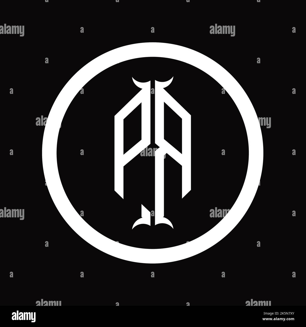 RP Logo monogram letter with hexagon horn shape design template Stock ...