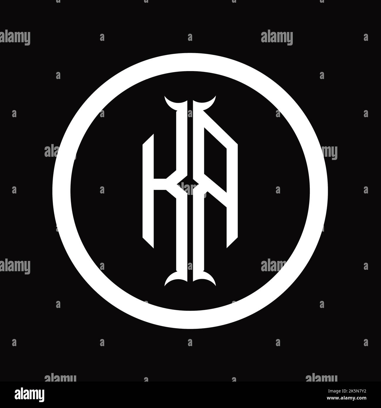 RK Logo monogram letter with hexagon horn shape design template Stock Photo