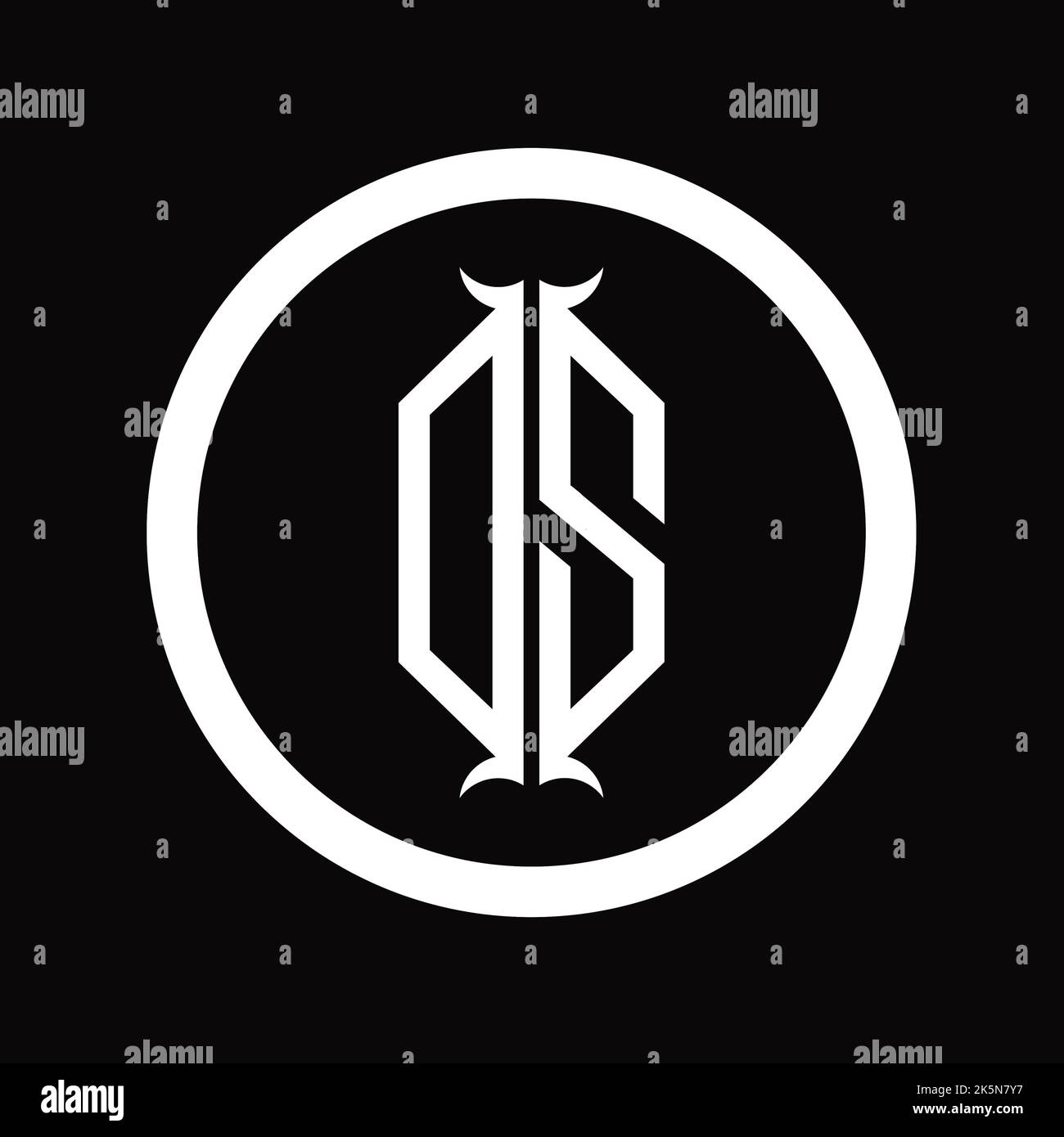 SD Logo monogram letter with hexagon horn shape design template Stock ...