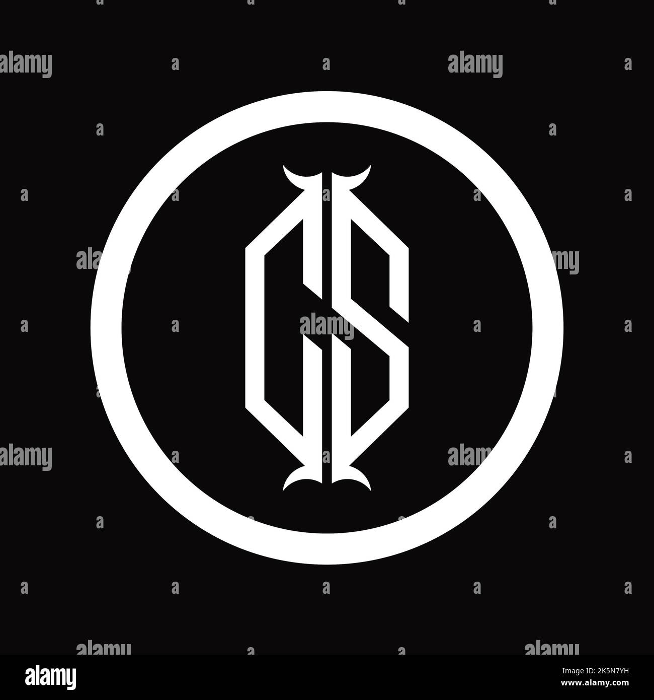 SC Logo monogram letter with hexagon horn shape design template Stock ...