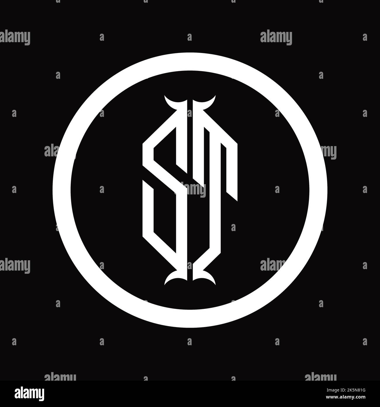 TS Logo monogram letter with hexagon horn shape design template Stock ...