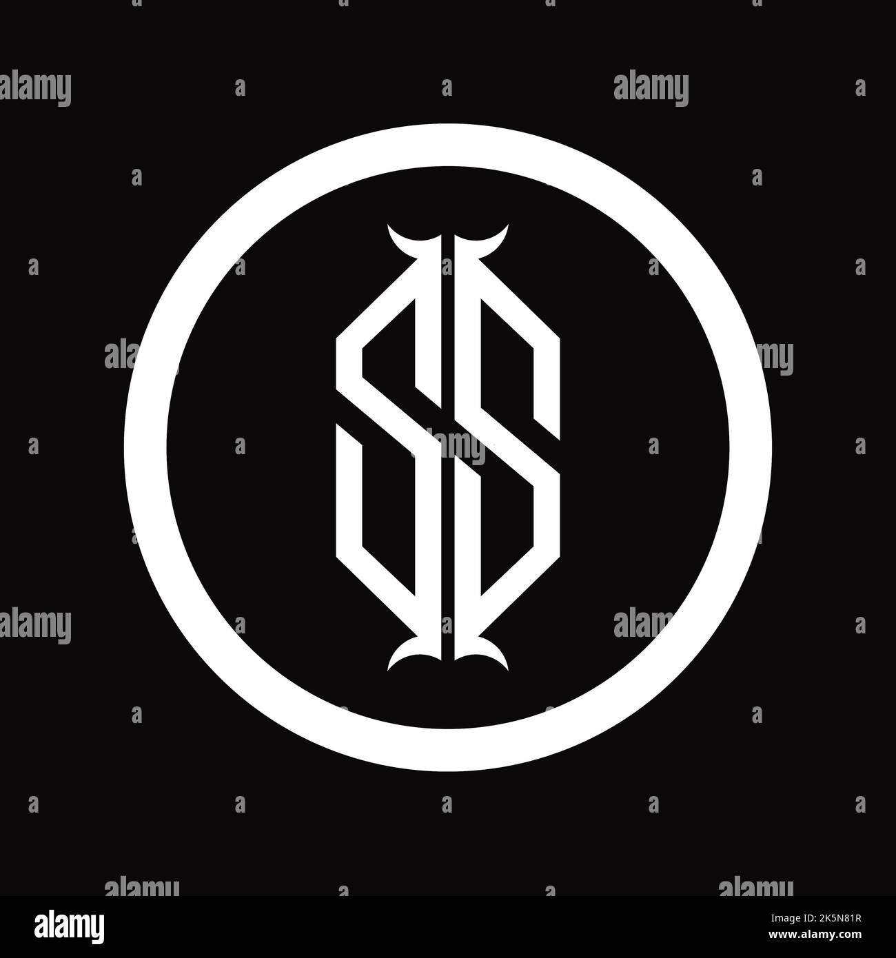 SS Logo monogram letter with hexagon horn shape design template Stock ...