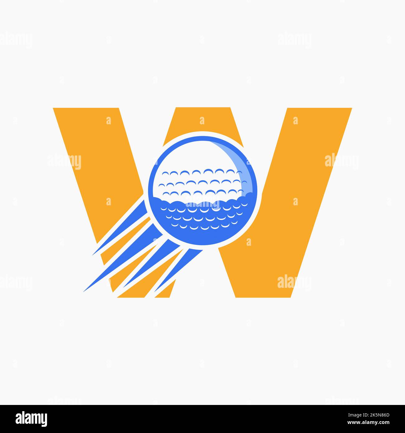 Letter W Golf Logo Concept With Moving Golf Ball Icon. Hockey Sports ...