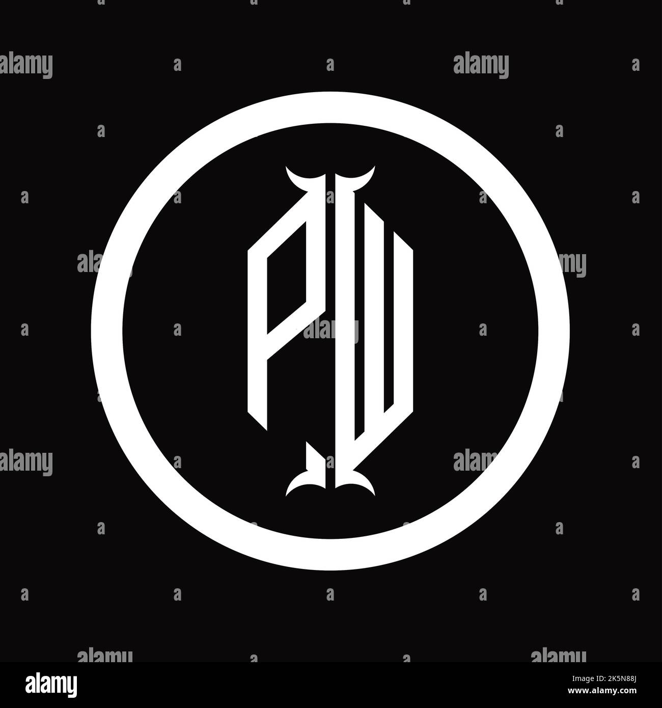 WP Logo monogram letter with hexagon horn shape design template Stock ...